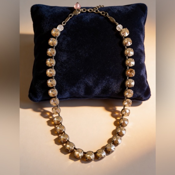 Sabika Jewelry - Sabika Champagne Manhattan Chunky Crystal Choker Gold Antique Silver